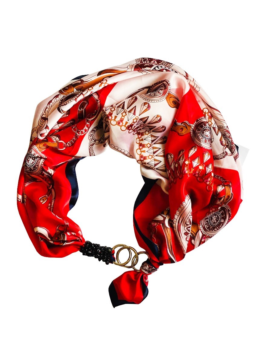 

Платок MyScarf атласный бордовый "Итальянские каникулы"