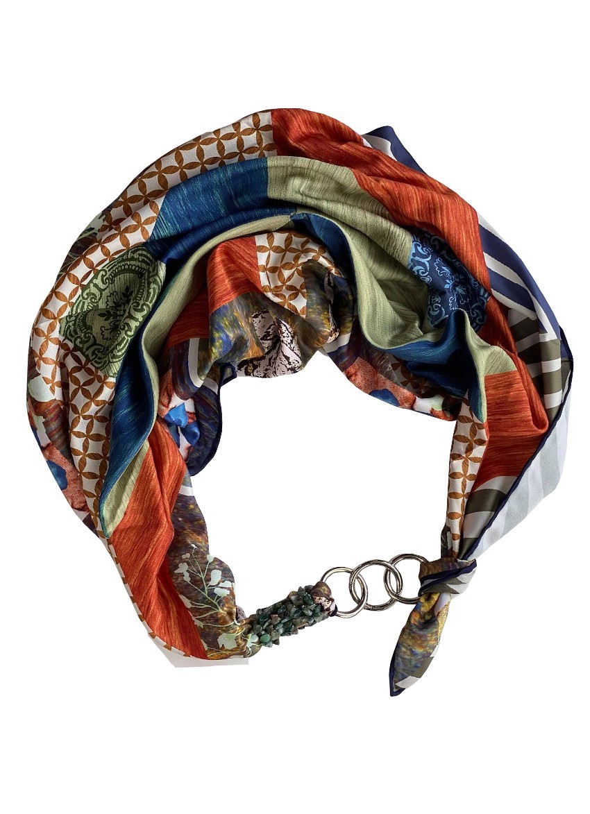 

Платок MyScarf шелковый с принтом и камнями "Яркие сны"