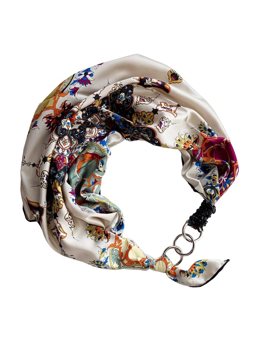 

Платок MyScarf шелковый с принтом и камнями "Нежные мечты"