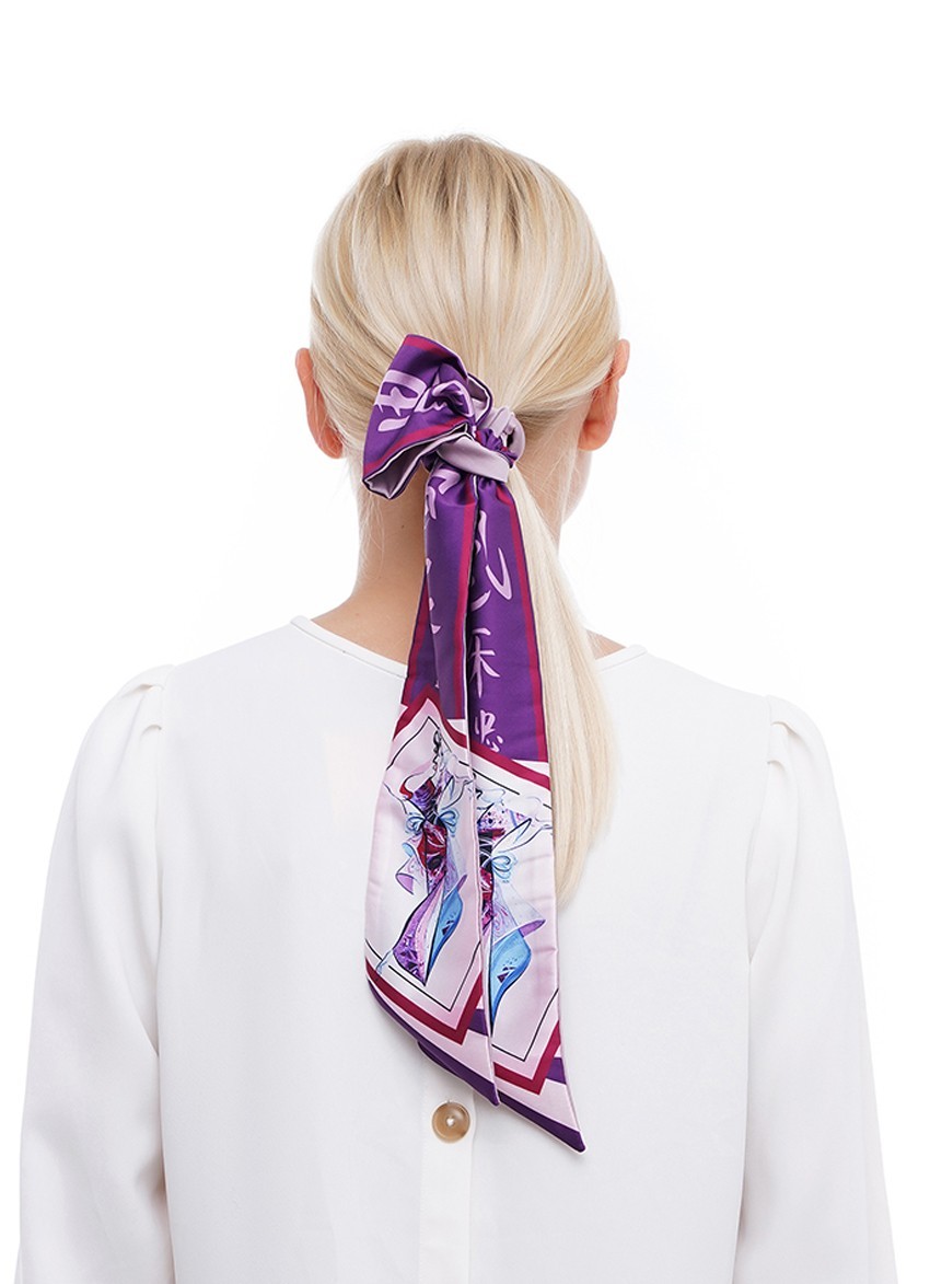 

Галстук Твилли авторский MyScarf  сиреневый с принтом Япония, Галстук Твилли авторский MyScarf one size сиреневый с принтом Япония