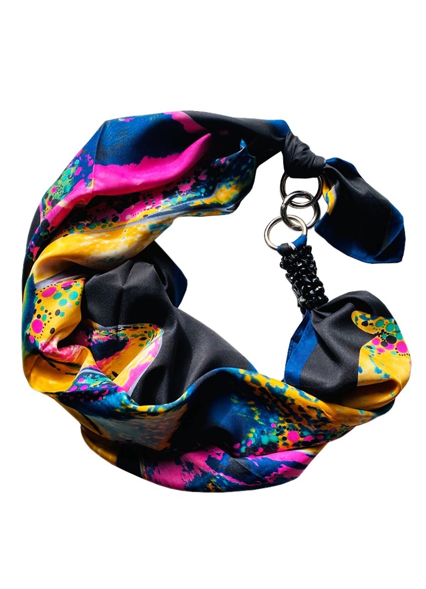

Платок MyScarf " Ночи Каира" принтом разводы и камнями агат