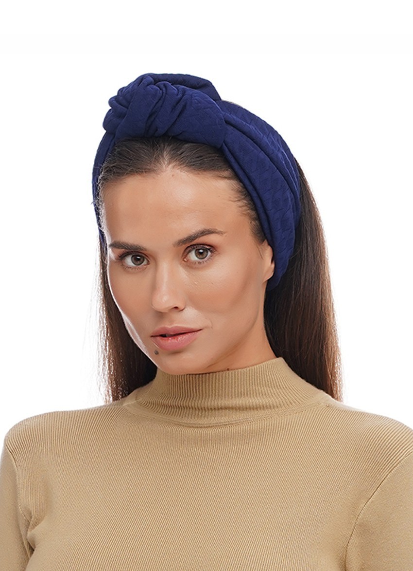 

Тюрбан MyScarf с рельефным рисунком  синий с узлом, Тюрбан MyScarf с рельефным рисунком one size синий с узлом