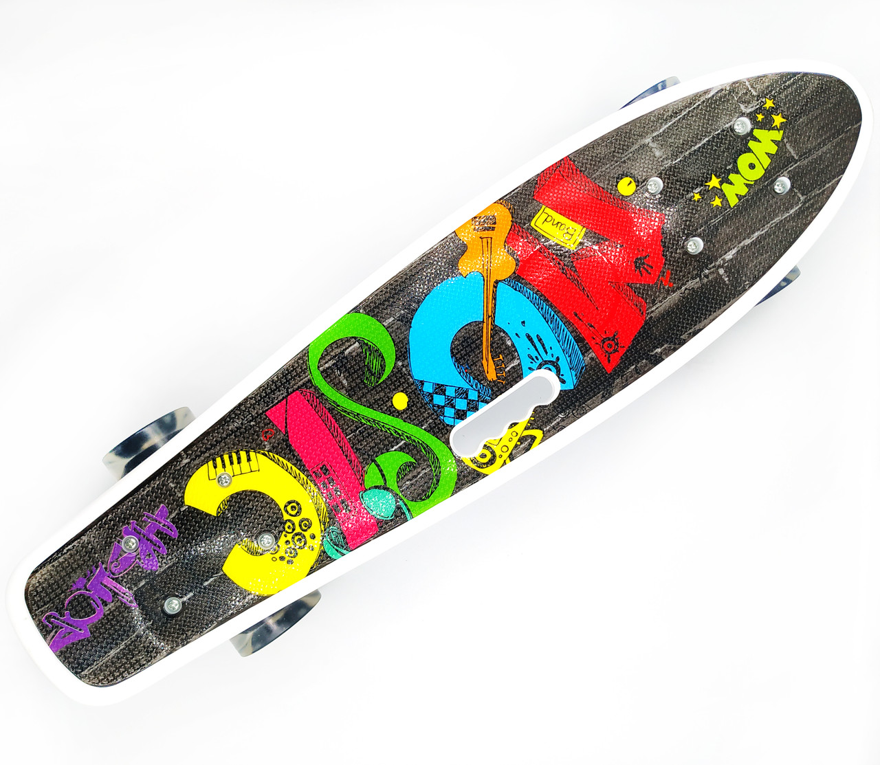 

Пенни борд с ручкой со светящимися колесами Best Board Графити