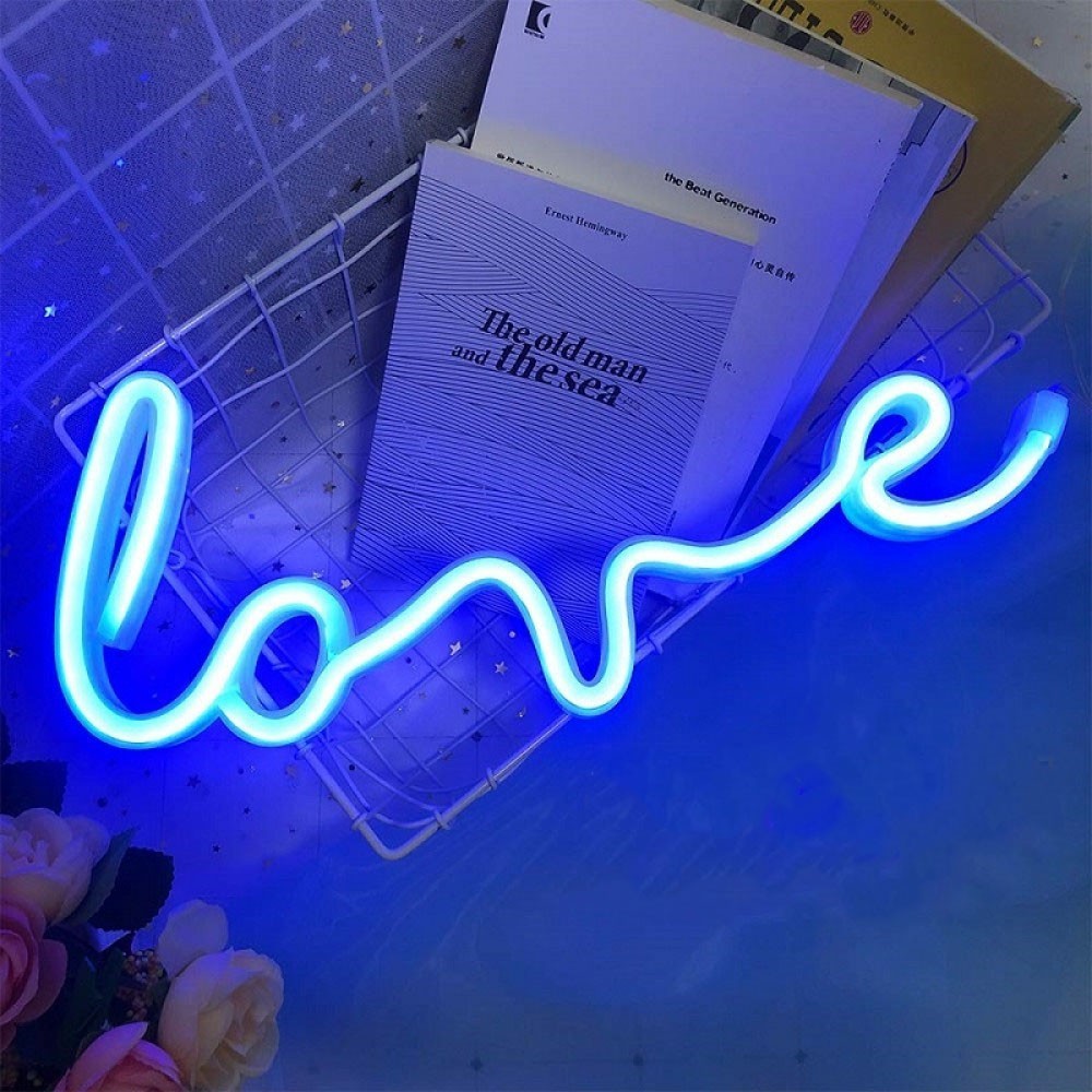 

Неоновый светильник LED Lights "love" Декоративная LED лампа "любовь" Синий