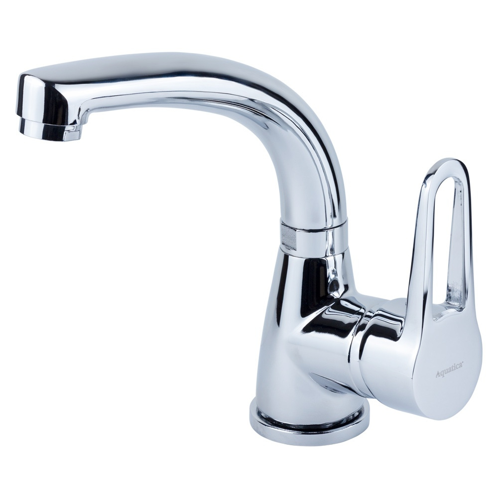 

Смеситель HL d35 для раковины гусак изогнутый на гайке AQUATICA HL-1A230C