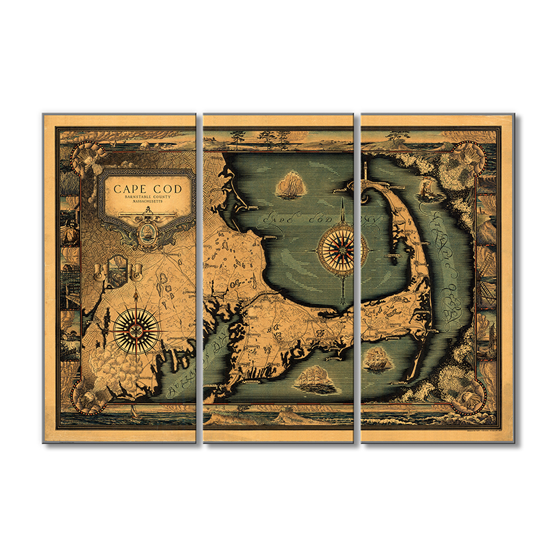 

Винтажная карта Artel «Карта графства Массачусетс. Barnstable County» 3 модуля 90x135 см