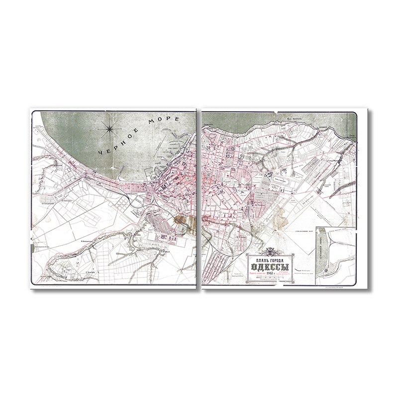 

Винтажная карта Artel «План города Одессы 1917 года» 2 модуля 120x180 см