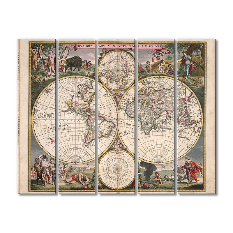 

Винтажная карта Artel «NOVA ORBIS TABVALA 1670» 5 модулей 120x180 см