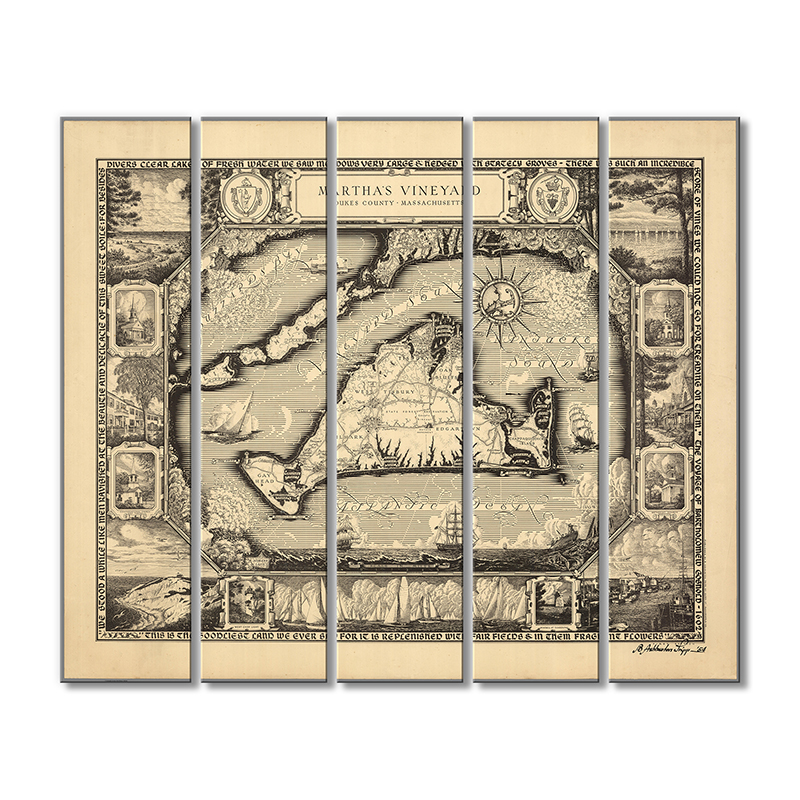 

Винтажная карта Artel «Карта штата Массачусетс. Dukes County» 5 модулей 70x105 см
