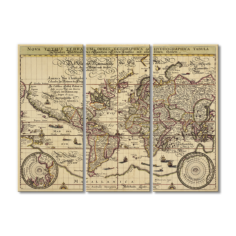 

Винтажная карта Artel «Новая звезда Tabula Geographica Ac» 3 модуля 90x135 см