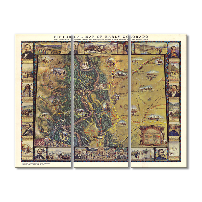 

Винтажная карта Artel «Историческая карта Колорадо» 3 модуля 60x90 см