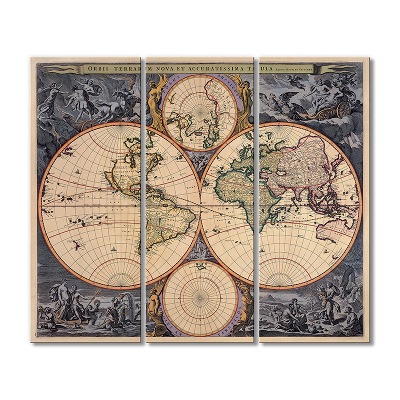 

Винтажная карта Artel «Географические карты в древности» 3 модуля 120x180 см