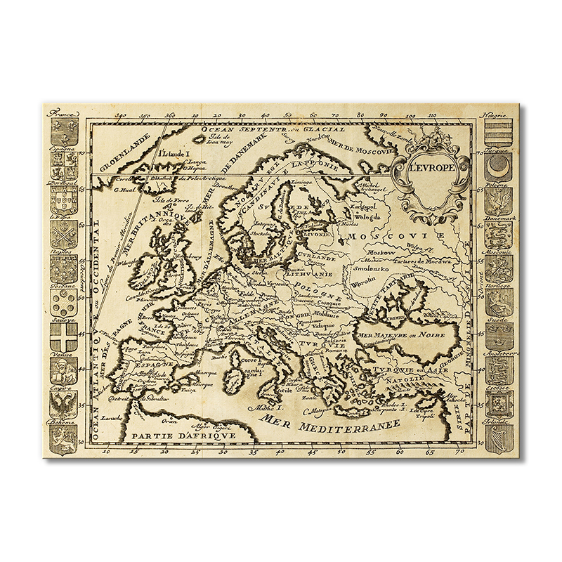 

Винтажная карта Artel «Старинная Европы карта с флагами стран» 1 модуль 60x90 см