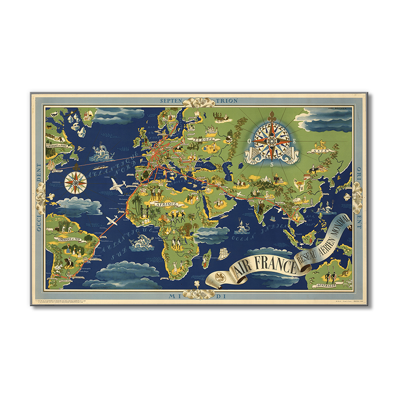 

Винтажная карта Artel «Карта французских авиалиний» 1 модуль 70x105 см