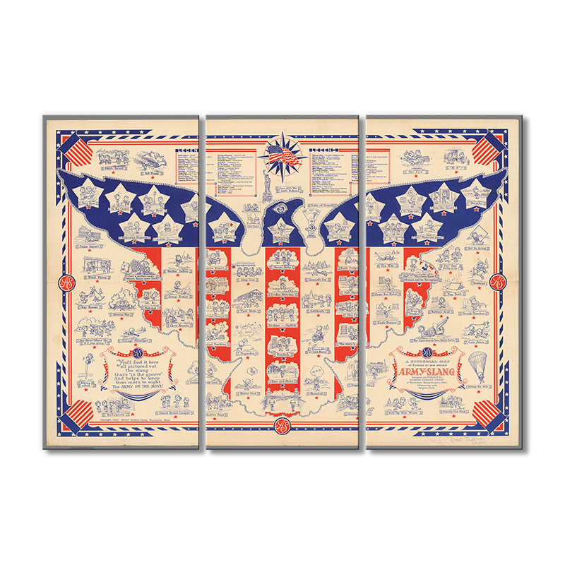 

Винтажная карта Artel «Карта США туристическая карта Легендарный мир» 3 модуля 80x120 см