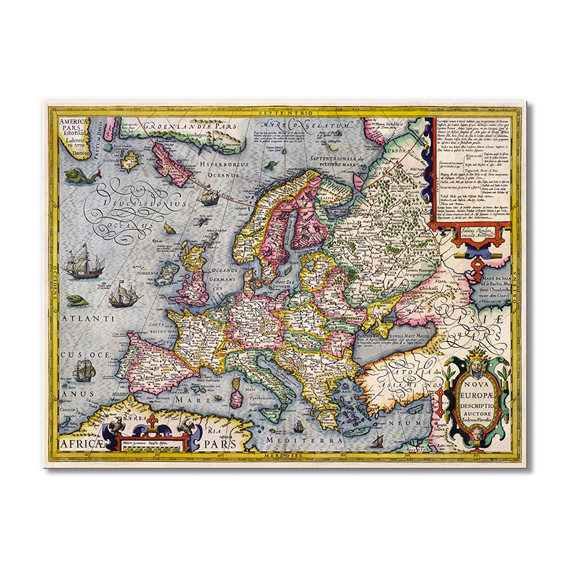 

Винтажная карта Artel «Карта Европы 1596 Африка Париж» 1 модуль 70x105 см