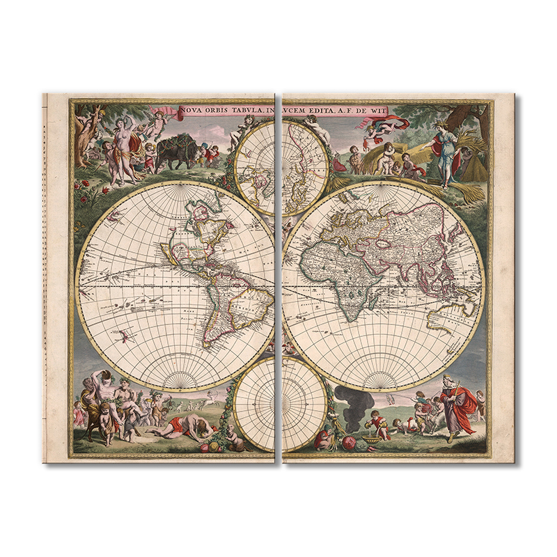 

Винтажная карта Artel «NOVA ORBIS TABVALA 1670» 2 модуля 80x120 см