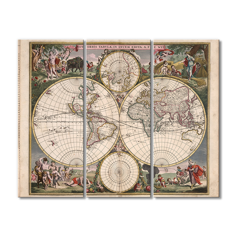 

Винтажная карта Artel «NOVA ORBIS TABVALA 1670» 3 модуля 80x120 см