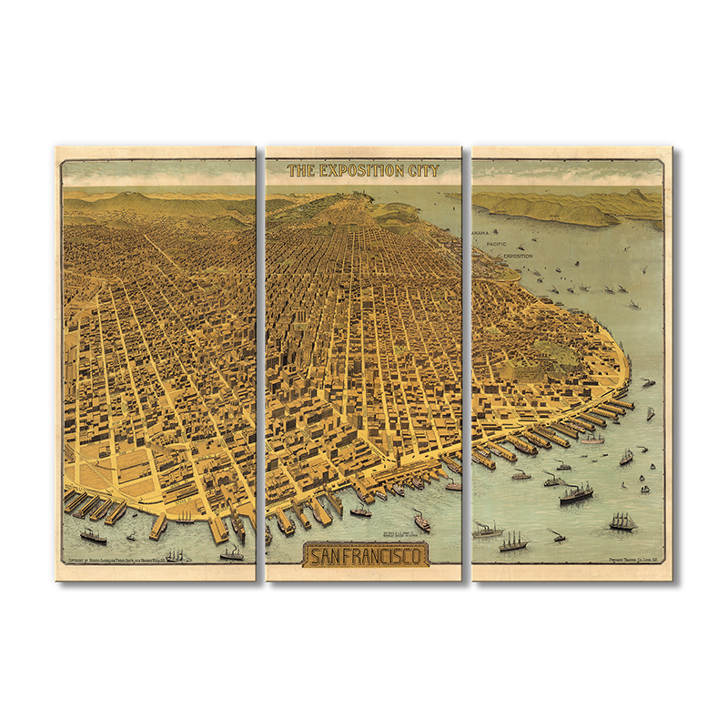 

Винтажная карта Artel «Карта города Сан-Франциско» 3 модуля 120x180 см