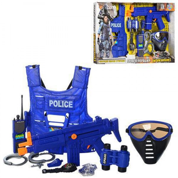 

Игровой набор полицейского 33530 (БФ) с бронежилетом, рацией, маской Limo Toy для мальчика от 3-х лет Синий
