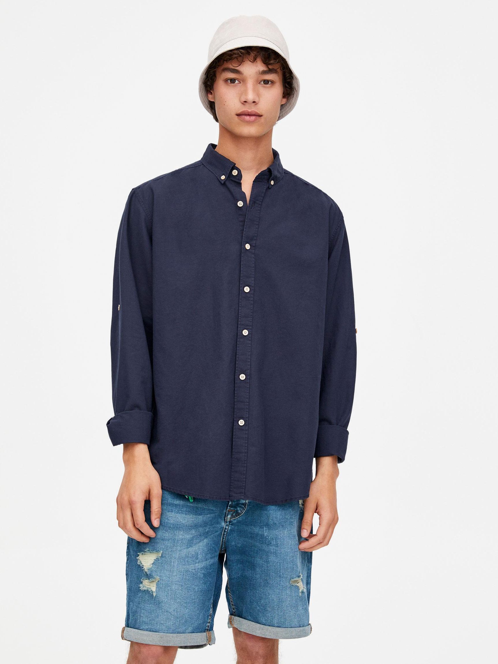 

Рубашка Pull & Bear 9474/515/401-AAQJ L Темно-синяя