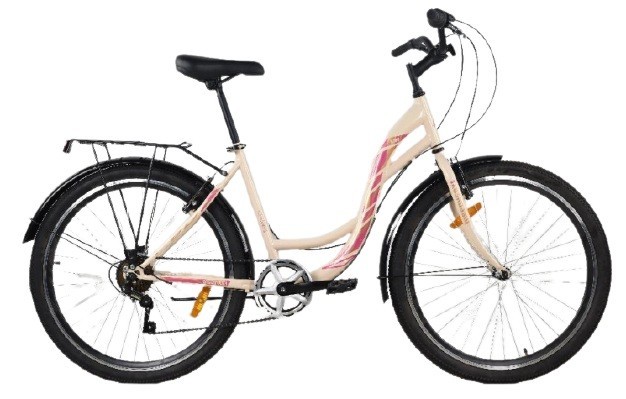 

Велосипед ST 26 Discovery KIWI Vbr 17 бежевый с сиреневым с багажником зад St, с крылом St 2021