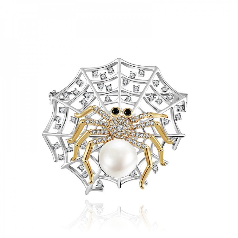 

Брошь унисекс BROCHE бижутерия Насекомые Паутина с пауком серебристая BRBF112091