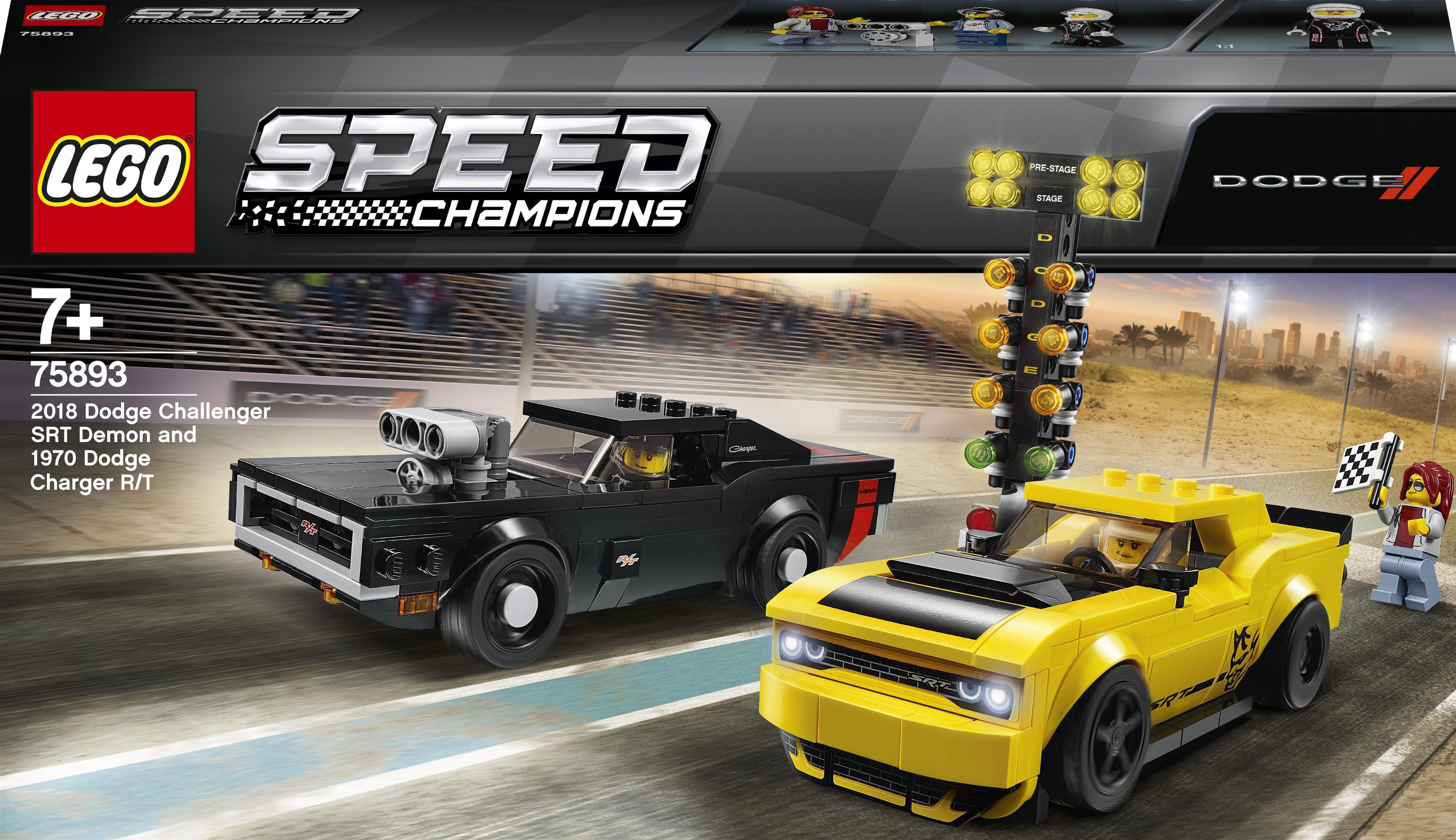 

Конструктор LEGO Speed Champions Автомобили 2018 Dodge Challenger SRT Demon и 1970 Dodge Charger R/T 478 деталей (75893)