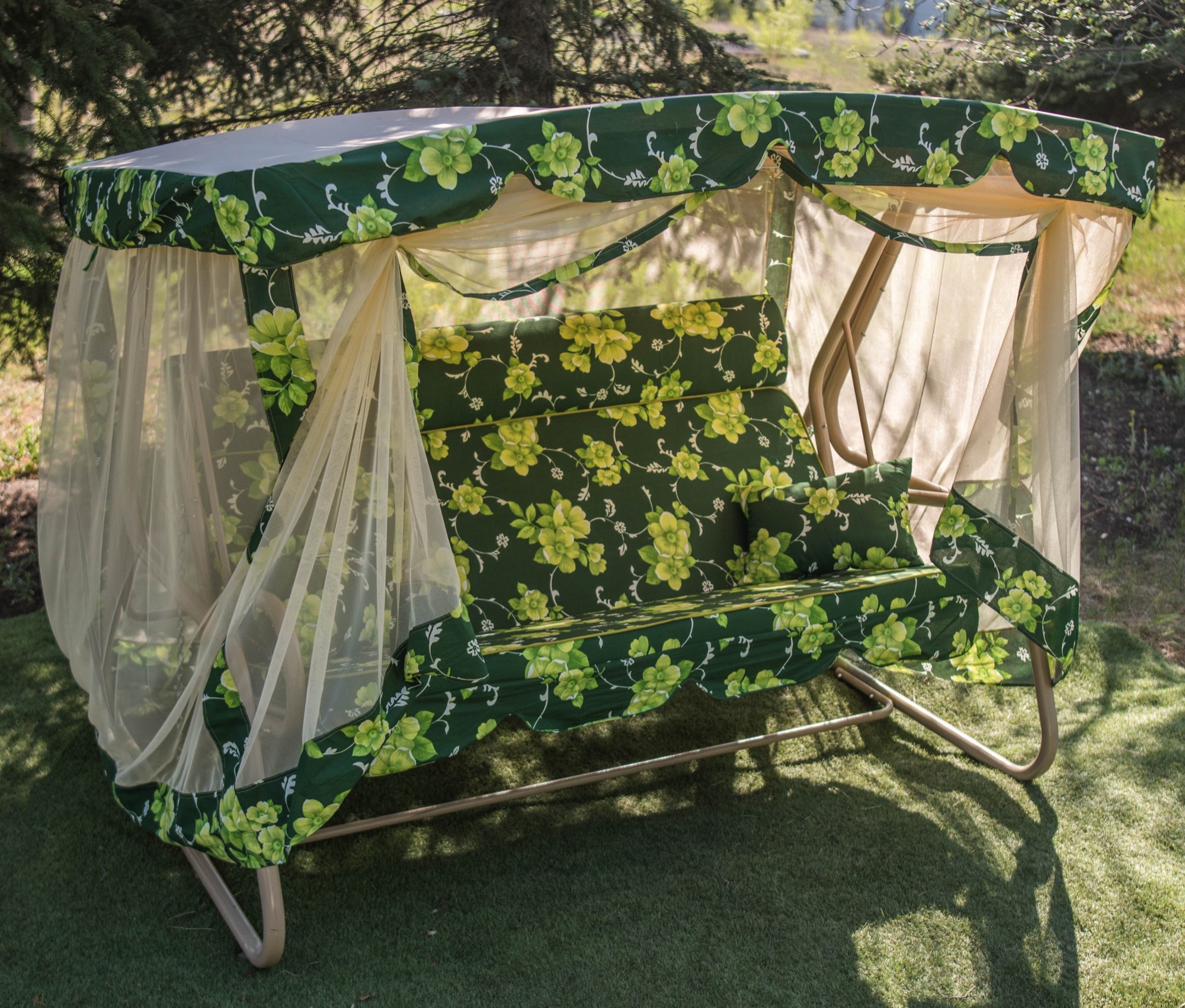 

Садовая качель Украинские конструкции "Патио 2150" с подголовником и москитной сеткой разноцветный