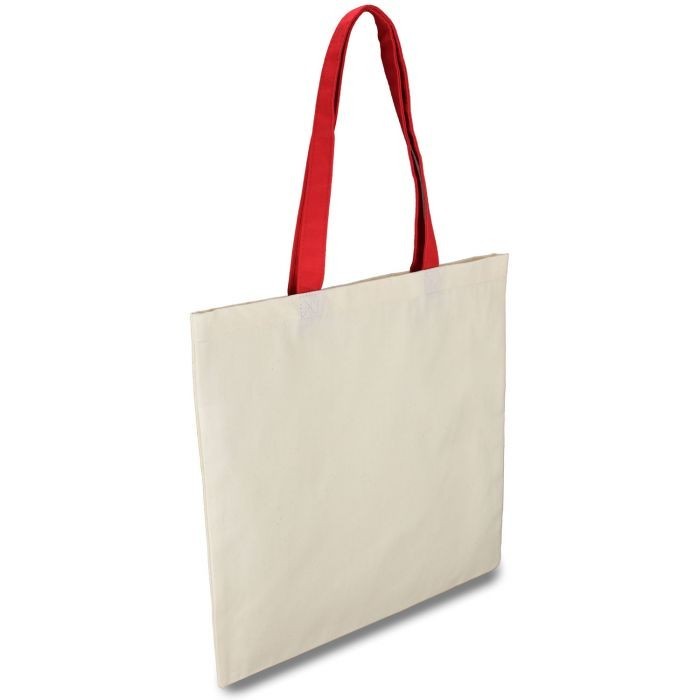 

Сумка из хлопка саржа небеленый хлопок+красные ручки 38×40см UE11384004