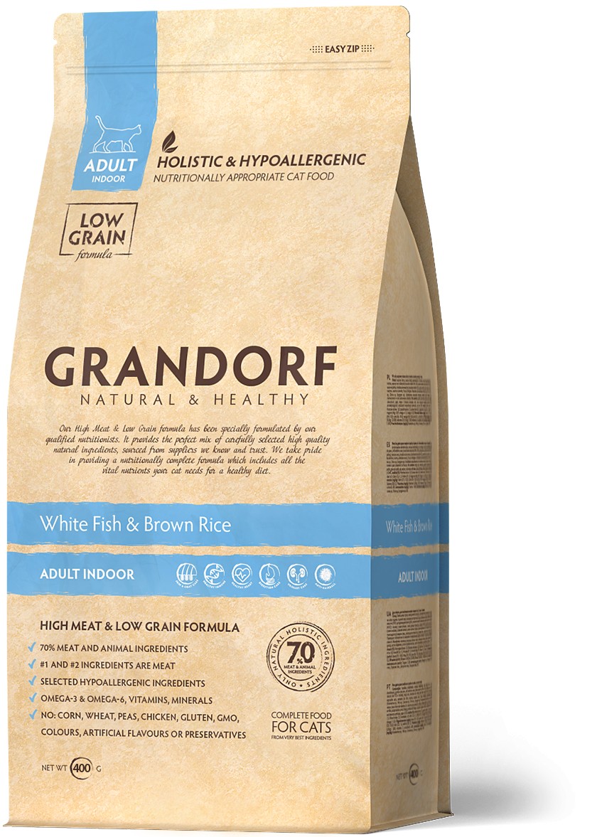 

Сухой корм для кошек с чувствительным пищеварением Grandorf White Fish & Brown Rice Adult Sensitive 400 г