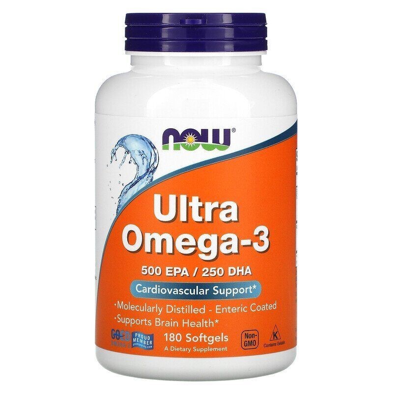 

Рыбий жир Now Foods Ultra Omega-3 500 EPA+250 DHA Cardiovascular support Ультра Омега-3 (500 ЕПК+250 ДГК) 180 капсул (73542004323)