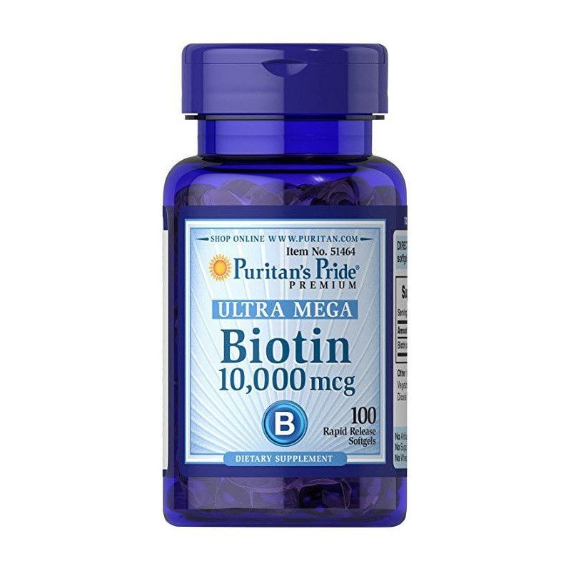 

Витамины Puritan’s Pride Биотин Biotin 10000 мкг 100 капсул