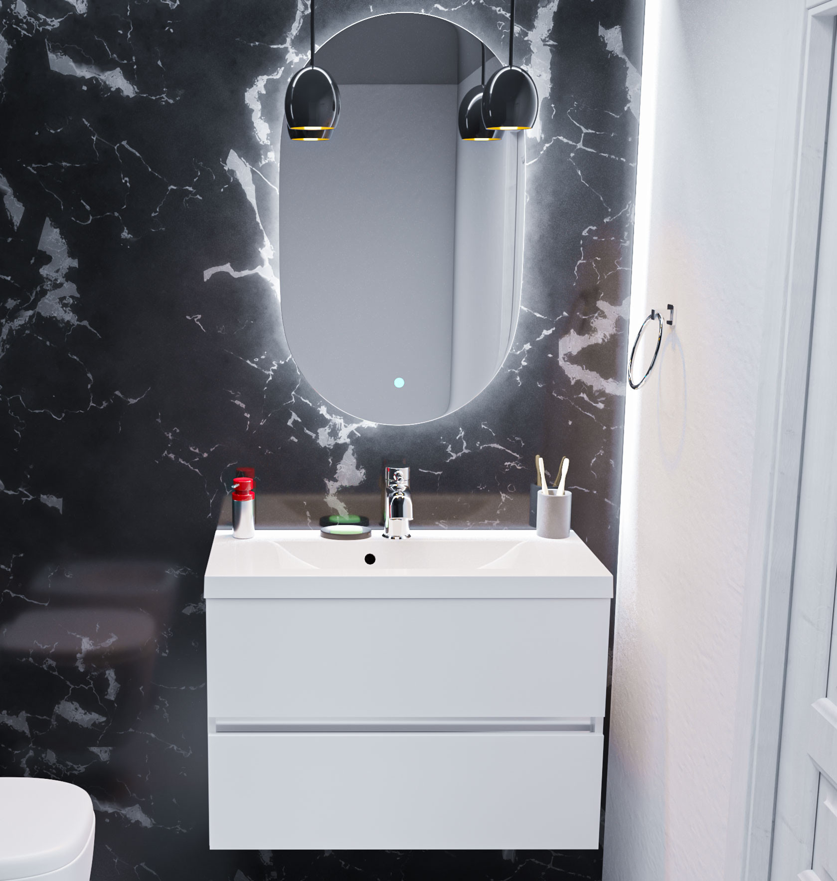 

Тумба Fancy Marble Rodos подвесная венге с умывальником Selina 80 см