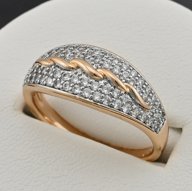 

Каблучка Xuping з родуванням 15280 білі фіаніти ширина 8 мм позолота 18К18