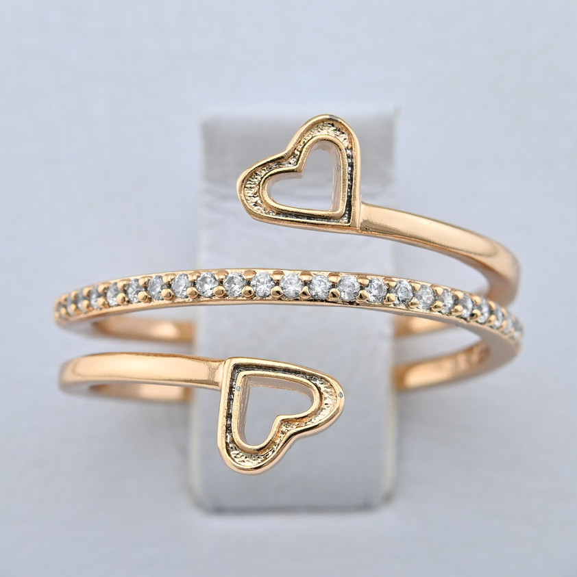 

Кольцо Xuping 15200 ширина 14 мм белые фианиты позолота 18К19