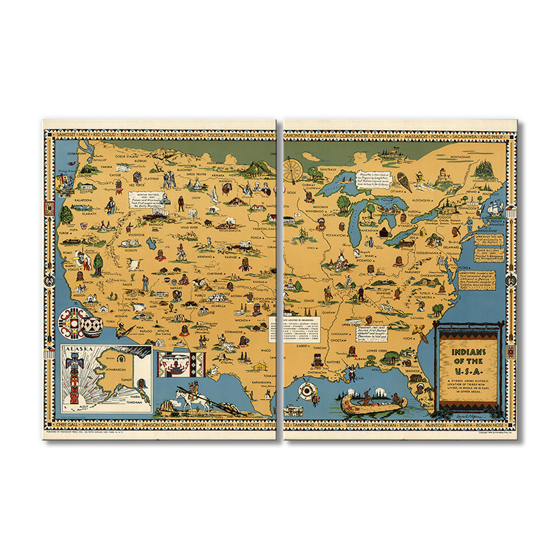 

Винтажная карта Artel «Карта живых индейцев США» 2 модуля 80x120 см