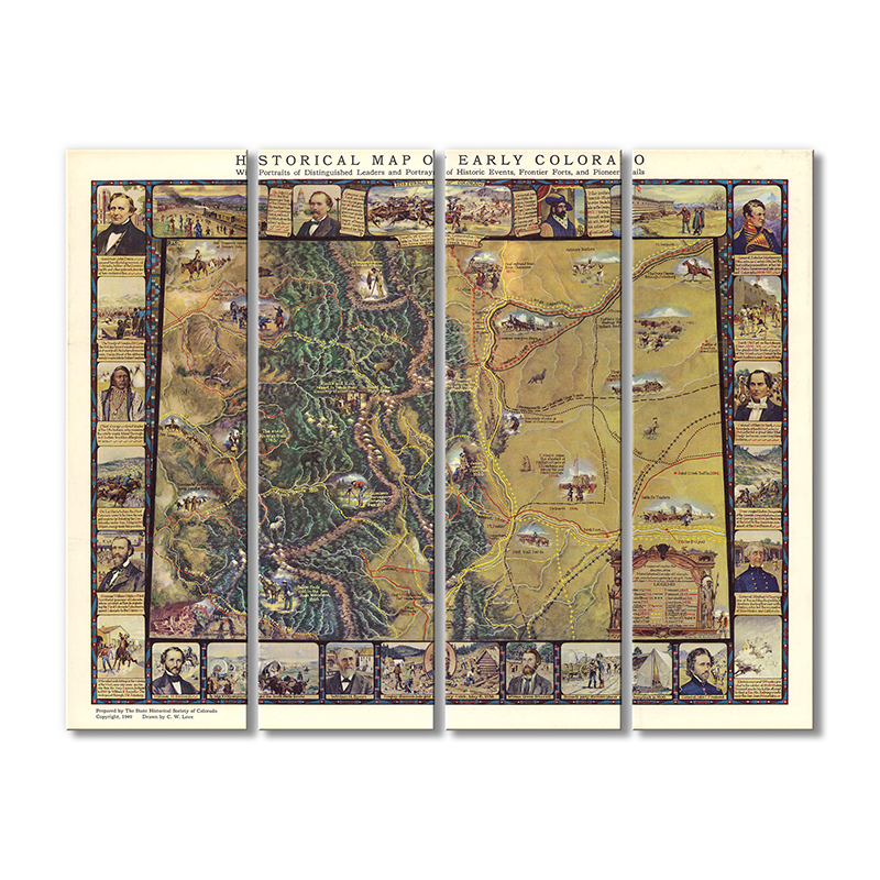 

Винтажная карта Artel «Историческая карта Колорадо» 4 модуля 120x180 см