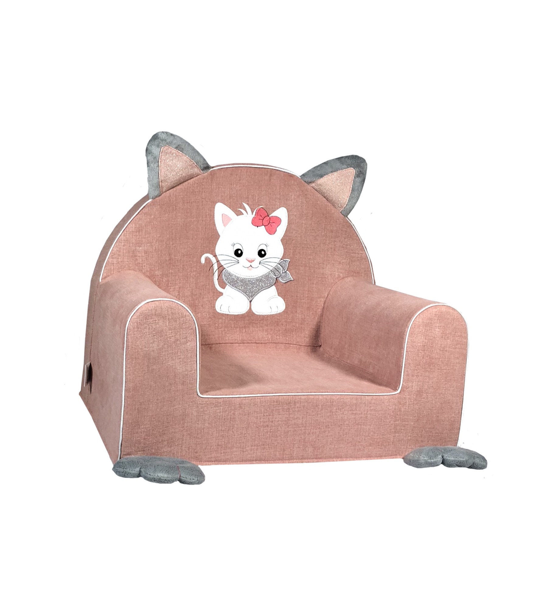 Розовое детское кресло с котом