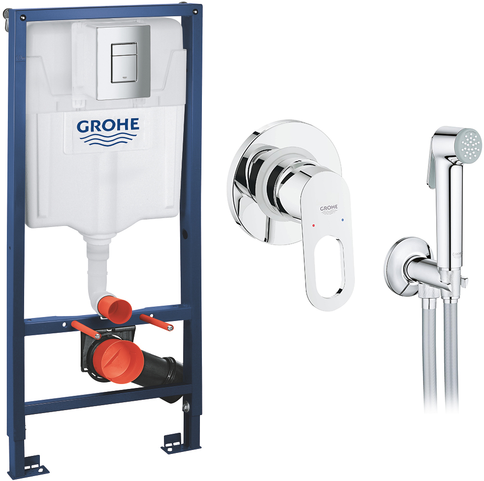 

Инсталляция GROHE Rapid SL 38772001 c панелью смыва Skate Cosmopolitan 38732000 + душевой гарнитур BauLoop 2904200B