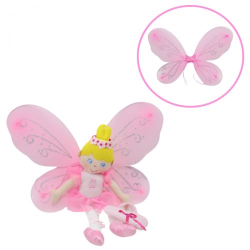 

Мягкая игрушка кукла 1213 TOYS «Фея» 46 см с маскарадными крыльями розовая (HC011634)