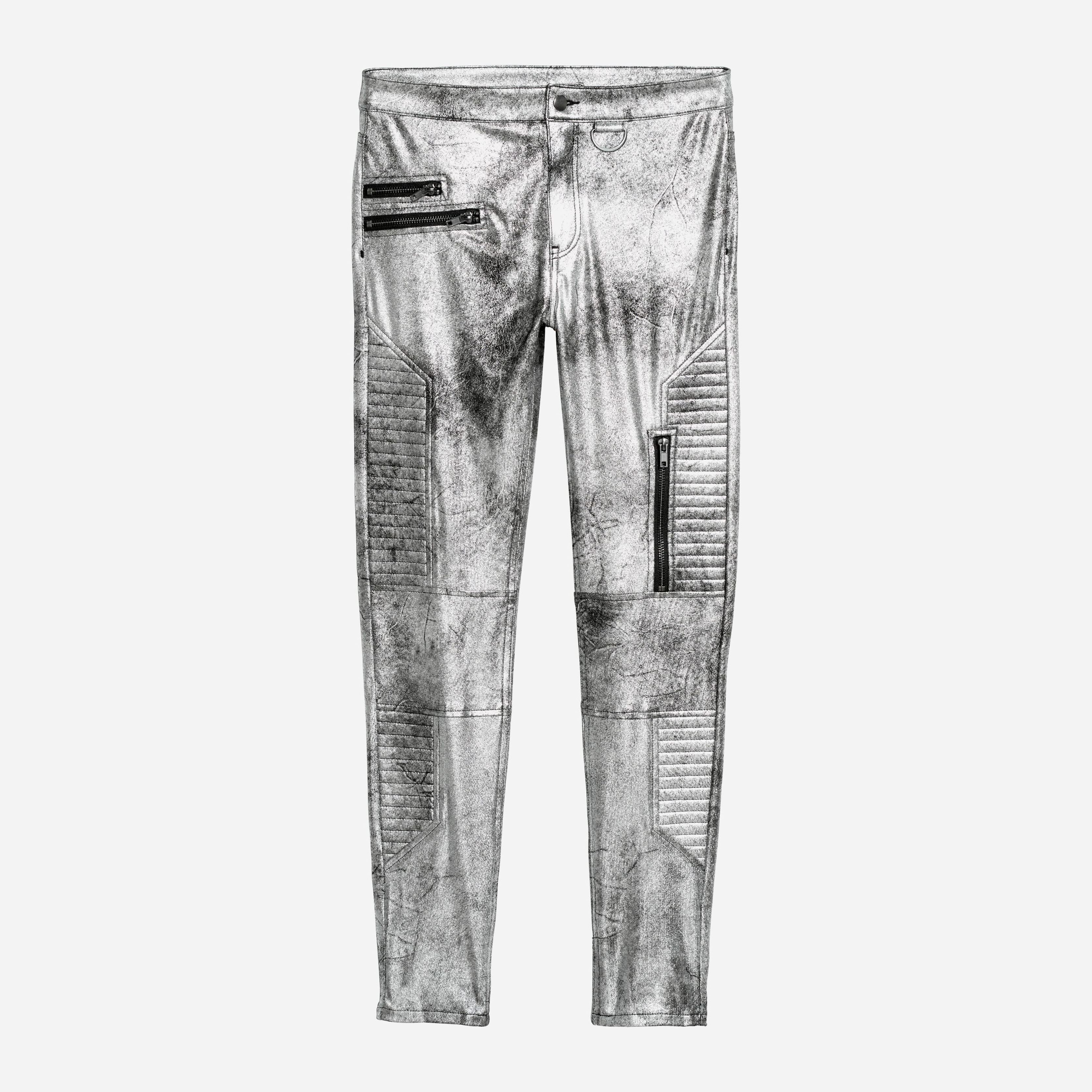 

Брюки из искусственной кожи H&M 5438926-ABSK 34 Серебристые с черным
