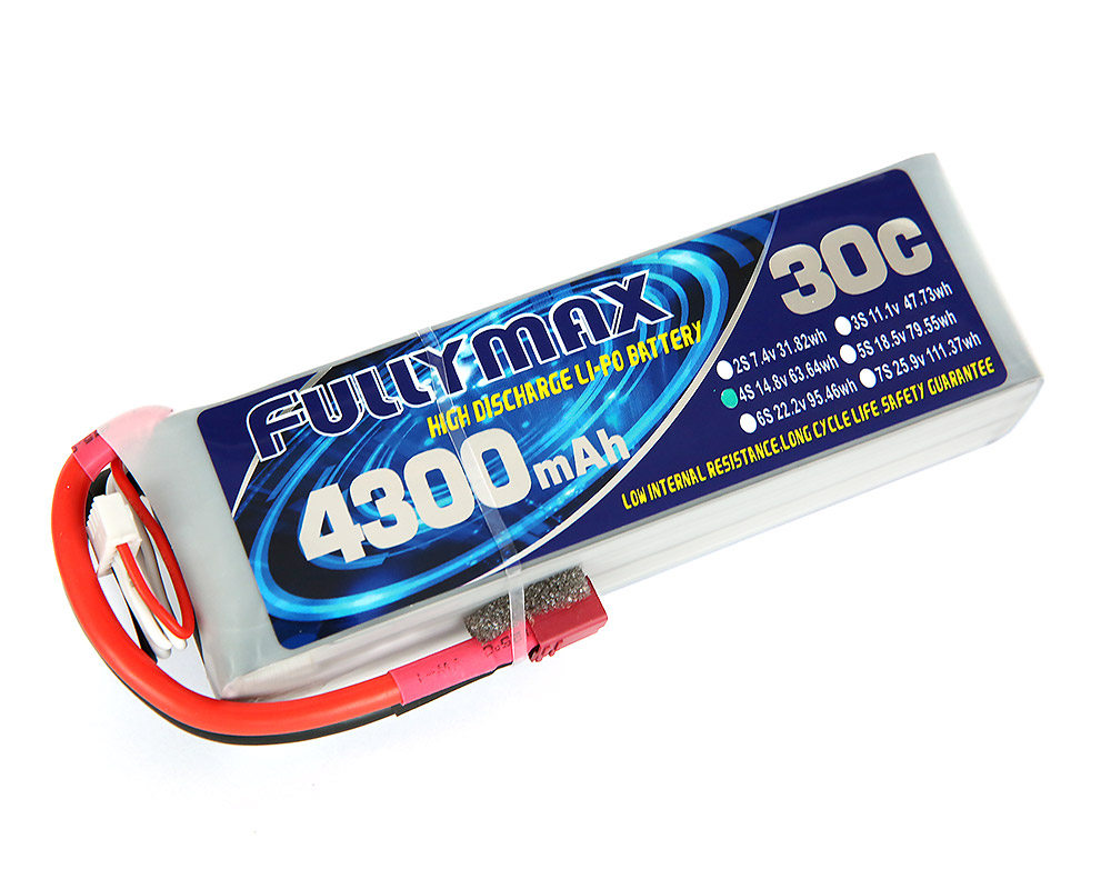 

Аккумулятор Fullymax 14.8V 4300mAh Li-Po 4S 30C T-plug