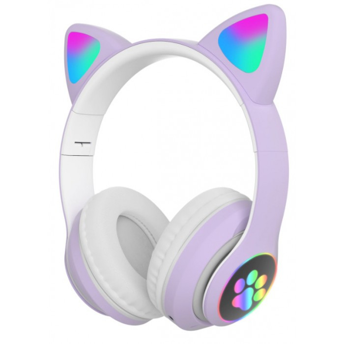 

Беспроводные Bluetooth наушники для телефона и компьютера с микрофоном Cat VZV-23M с кошачьими ушками и подсветкой для андроид и IOS выход 3,5 мм Фиолетовые (48435)