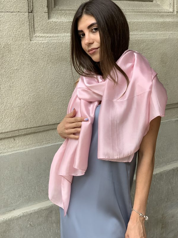 

Шарф шелковый однотонный Fashion Scarves FS008 розовый
