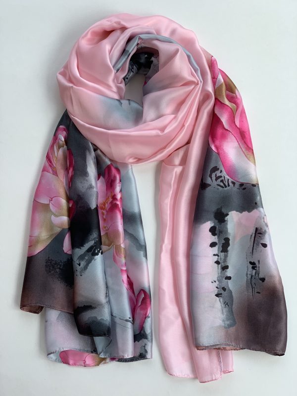 

Шарф шелковый лотос Fashion Scarves FS007 розовый