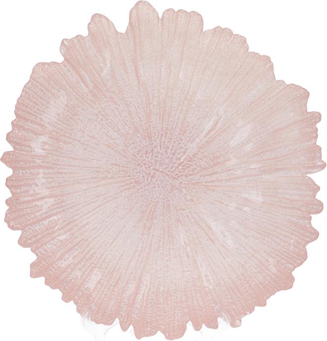 

Блюдо сервировочное 35см, подставная тарелка, стекло, розовый