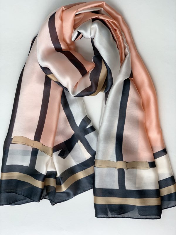 

Шарф шелковый бант Fashion Scarves FS004 персиковый