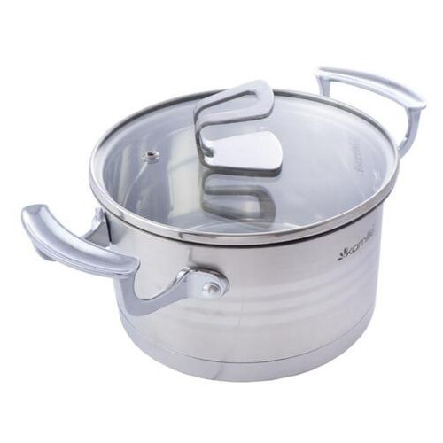 

Кастрюля Kamille из нержавеющей стали со стеклянной крышкой 18х10см 2,4л MKM-5854