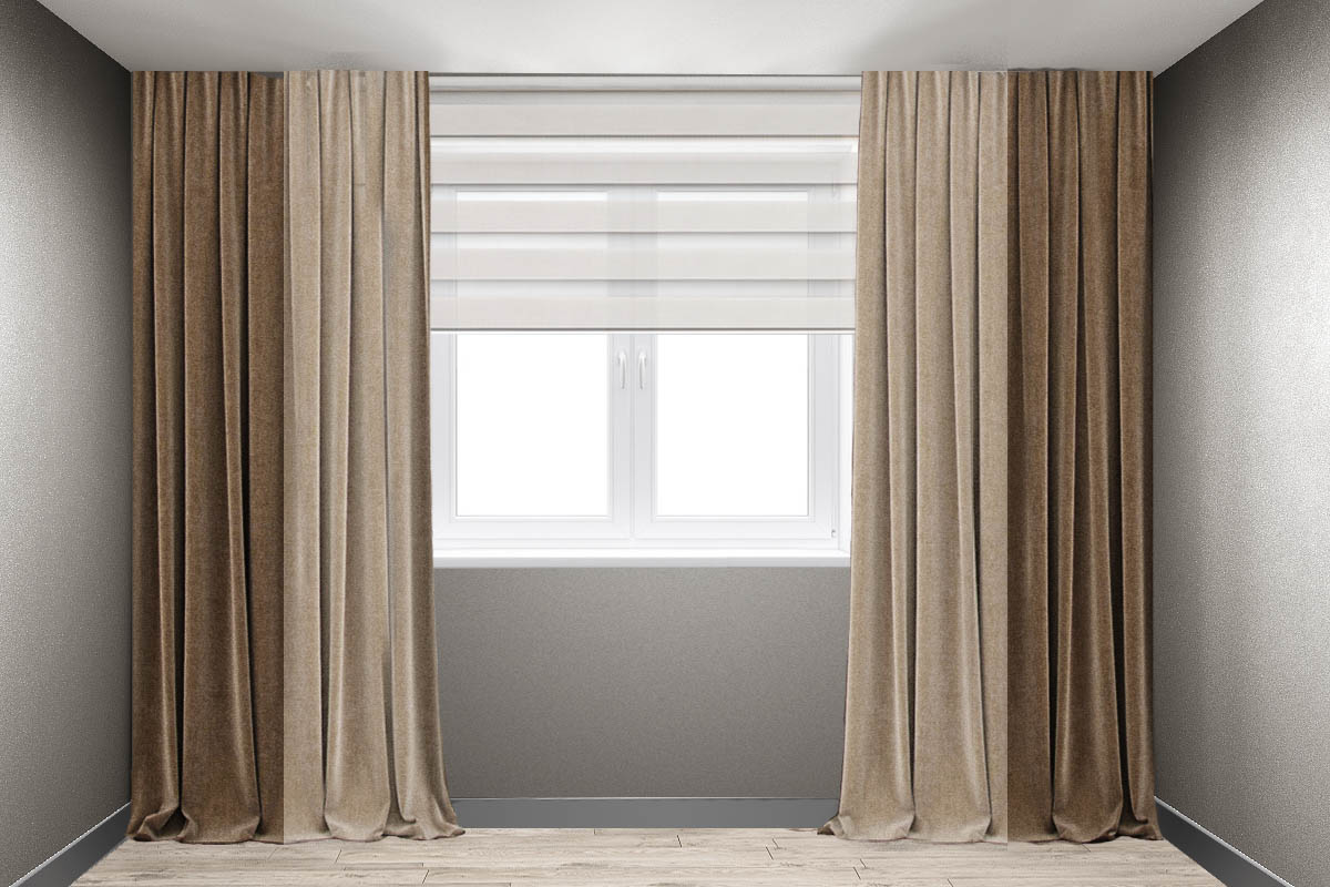 

Шторы Декорин Микровелюр Дабл 300x290 см Бежево-кофейные с капучино 2 шт